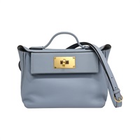 亞麻藍 Swift牛皮 24/24 Mini 肩背包 Z刻 金扣【HERMES 愛馬仕】