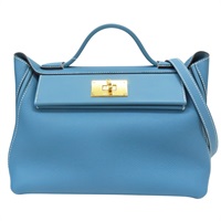 牛仔藍 Togo牛皮 24/24 29 兩用包 W刻 金釦【HERMES 愛馬仕】