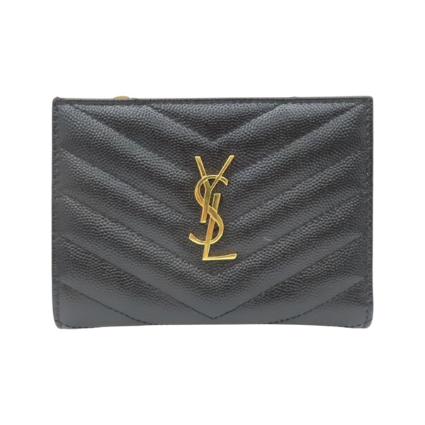 黑色牛皮 Cassandre Matelasse 兩折 短夾【SAINT LAURENT YSL 聖羅蘭】 BND668287