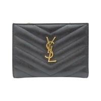 黑色牛皮 Cassandre Matelasse 兩折 短夾【SAINT LAURENT YSL 聖羅蘭】 BND668287