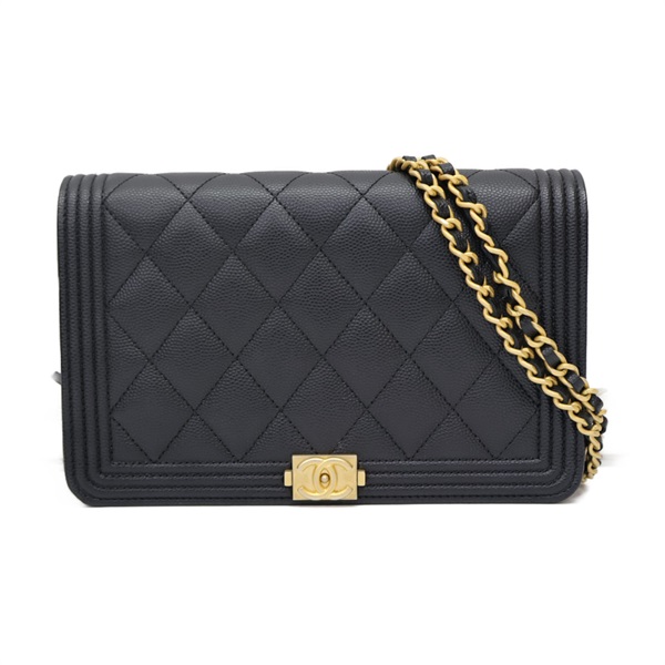 黑色牛皮 菱格紋 荔枝紋 Boy 肩背包 AP1117【CHANEL 香奈兒】 AP1117