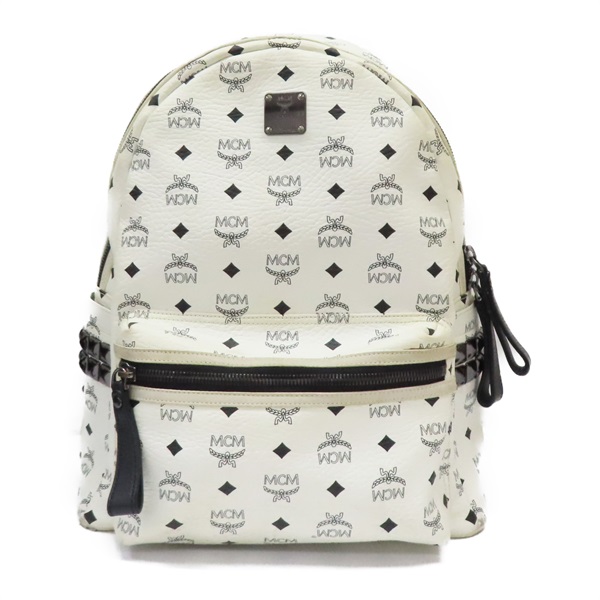 白色帆布 Visetos系列 Stark Bebe Boo 後背包【MCM】