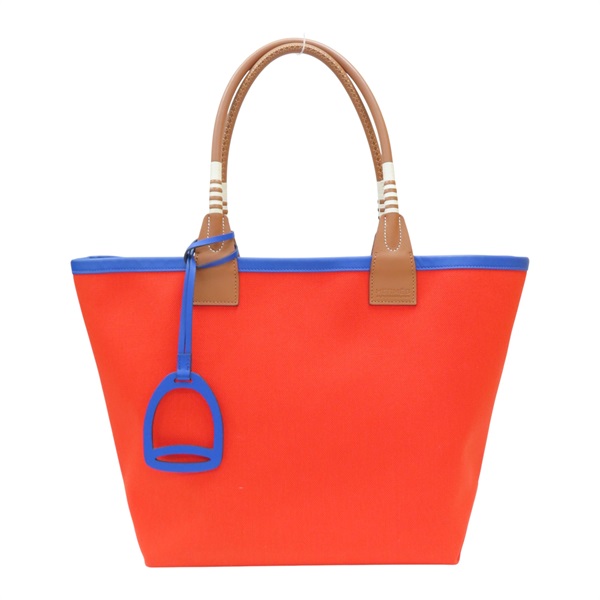 紅色 藍色 撞色 帆布 牛皮 Sac Steeple 28 肩背包【HERMES 愛馬仕】