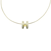 白色琺瑯 金色鍍金 H POP 項鍊【HERMES 愛馬仕】