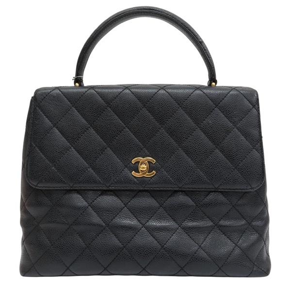 黑色 菱格紋 荔枝紋 牛皮 Coco Handle 30cm 手提包 (無卡)【CHANEL 香奈兒】