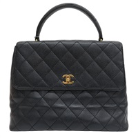 黑色 菱格紋 荔枝紋 牛皮 Coco Handle 30cm 手提包 (無卡)【CHANEL 香奈兒】