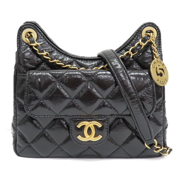 黑色牛皮 Wavy CC Hobo 肩背包【CHANEL 香奈兒】 AS4323