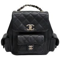 黑色 菱格紋 荔枝紋 Duma 後背包【CHANEL 香奈兒】 AS4398C