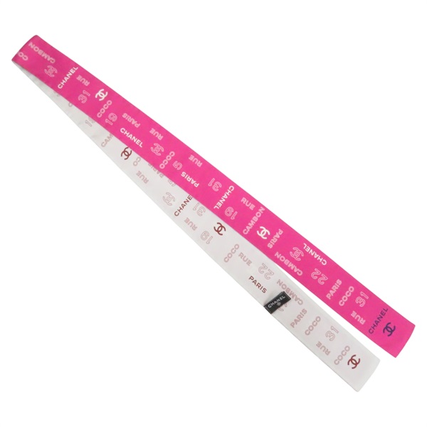 粉色 白色 絲綢 絲巾 【CHANEL 香奈兒】