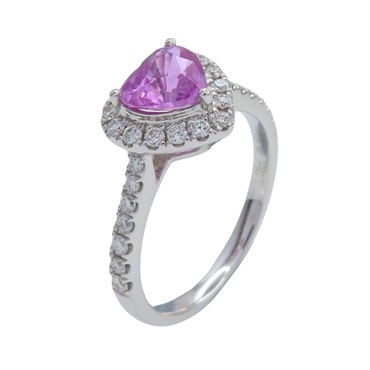 18K白金 蓮花藍寶石 鑽石 戒指【JEWELRY 無品牌珠寶】 Padparadscha 3.3g