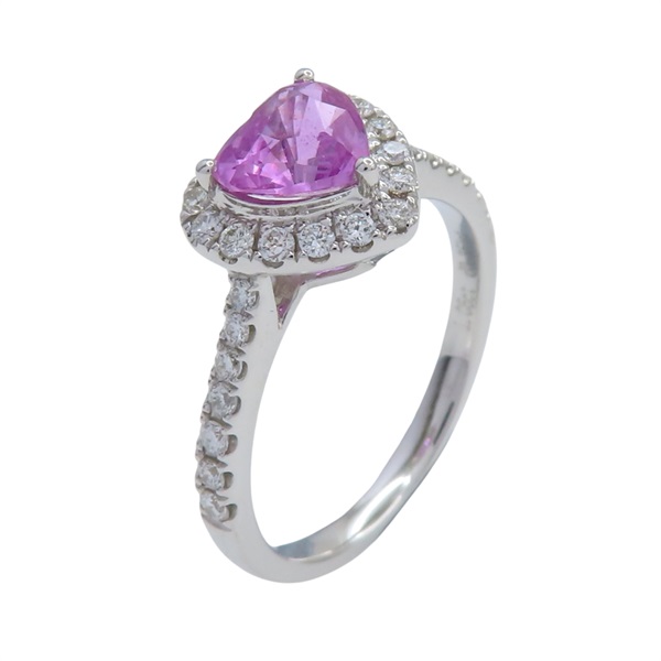 18K白金 蓮花藍寶石 鑽石 戒指【JEWELRY 無品牌珠寶】 Padparadscha 3.3g