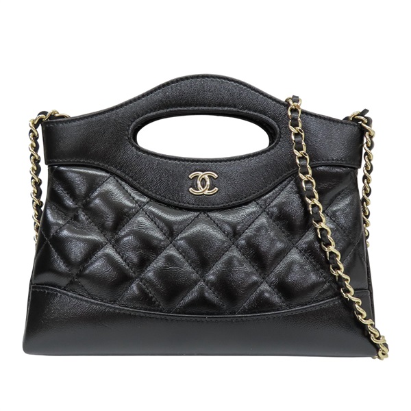 黑色 亮面牛皮 31 Nano 肩背包 淡金釦【CHANEL 香奈兒】 AP3656