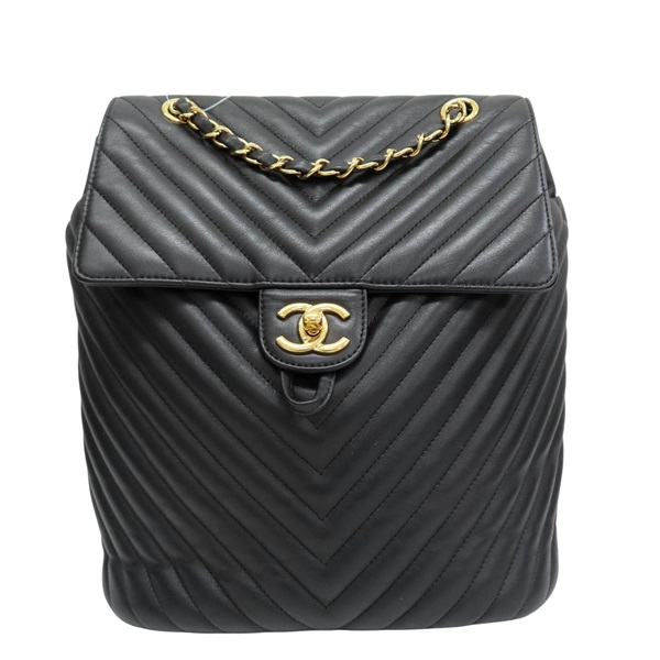 黑色 牛皮 Urban Spirit 後背包 金釦【CHANEL 香奈兒】 A91121