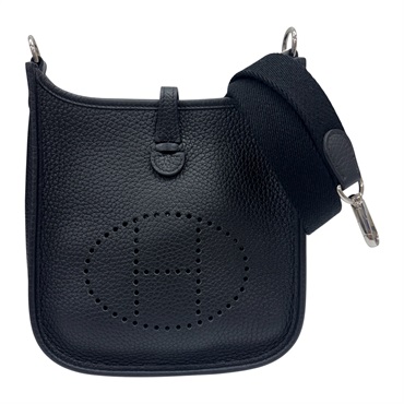 黑色 Taurillon牛皮 Mini Evelyne 16 肩背包 U刻 銀釦【HERMES 愛馬仕】 H069426CKAV