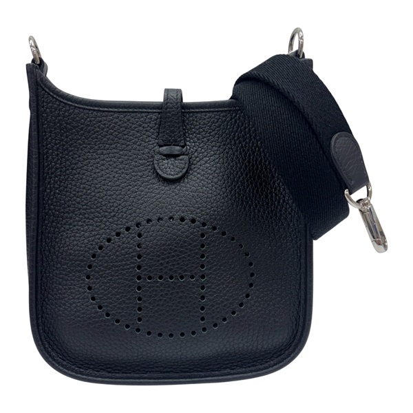 黑色 Taurillon牛皮 Mini Evelyne 16 肩背包 U刻 銀扣【HERMES 愛馬仕】 H069426CKAV