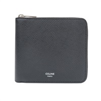 黑色 粒面牛皮 BI-FOLD 拉鍊短夾【CELINE 賽琳】 10J613BEN.38SI