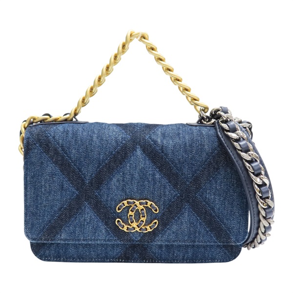 藍色 菱格紋丹寧布 19 WOC 兩用包【CHANEL 香奈兒】 AP0957