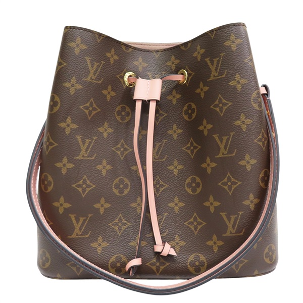 棕色原花帆布 粉色牛皮飾邊 NeoNoe MM 水桶包 兩用包【LOUIS VUITTON LV 路易威登】 M44022