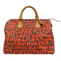 棕色 原花 帆布 塗鴉 SPEEDY 30 波士頓包 手提包【LOUIS VUITTON LV 路易威登】 M93705
