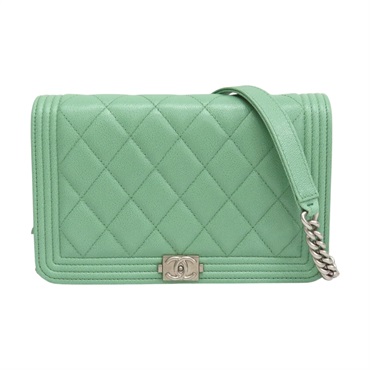 綠色牛皮 菱格紋 荔枝紋 BOY 肩背包 AP1117【CHANEL 香奈兒】 AP1117