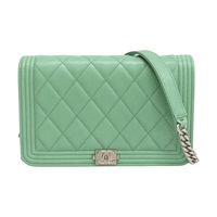 綠色牛皮 菱格紋 荔枝紋 BOY 肩背包 AP1117【CHANEL 香奈兒】 AP1117