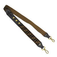 棕色 牛皮 LOGO帆布 背帶【FENDI 芬迪】