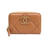 棕色 菱格紋 牛皮 19 coin 拉鍊 零錢包 AP0949【CHANEL 香奈兒】 AP0949