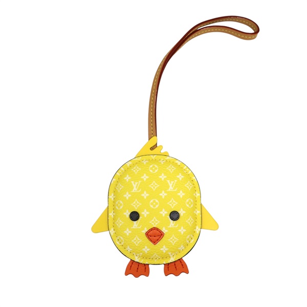 黃/棕色 原花帆布 小雞 吊飾 M02555【LOUIS VUITTON LV 路易威登】 M02555