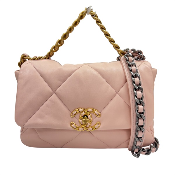 粉紅色 羊皮 19 口蓋包 兩用包【CHANEL 香奈兒】 AS1160