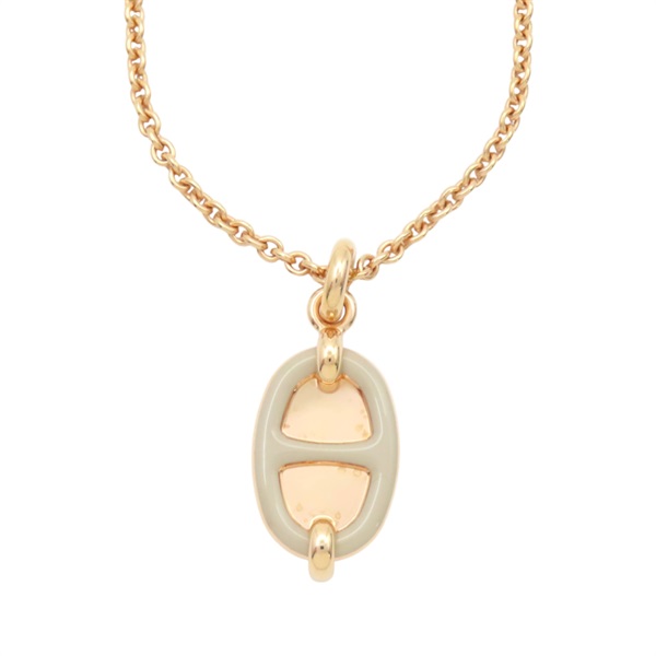 灰色琺瑯 金色鍍金 Chaine d'ancre Mini Maillon 項鍊【HERMES 愛馬仕】