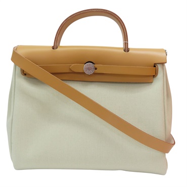 米色帆布 棕色牛皮 Herbag Zip 31 肩背包 W刻【HERMES 愛馬仕】