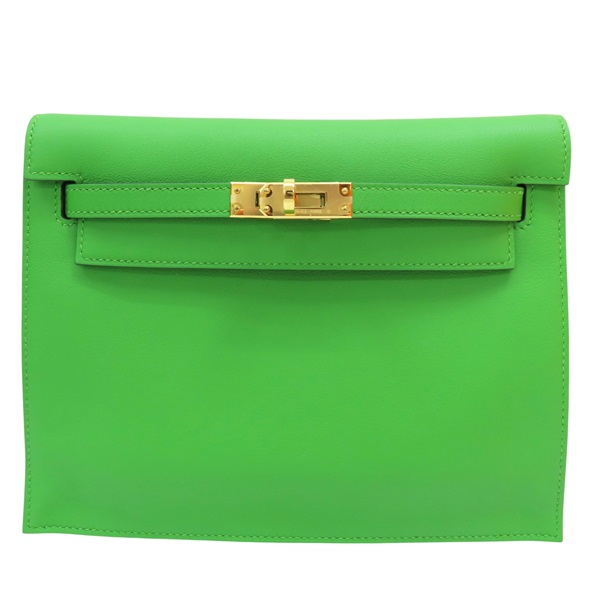 絲蘭綠 Swift牛皮 Kelly Danse II 腰包 肩背包 B刻 金釦【HERMES 愛馬仕】 H079233CCA8