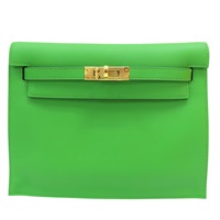 絲蘭綠 Swift牛皮 Kelly Danse II 腰包 肩背包 B刻 金釦【HERMES 愛馬仕】 H079233CCA8