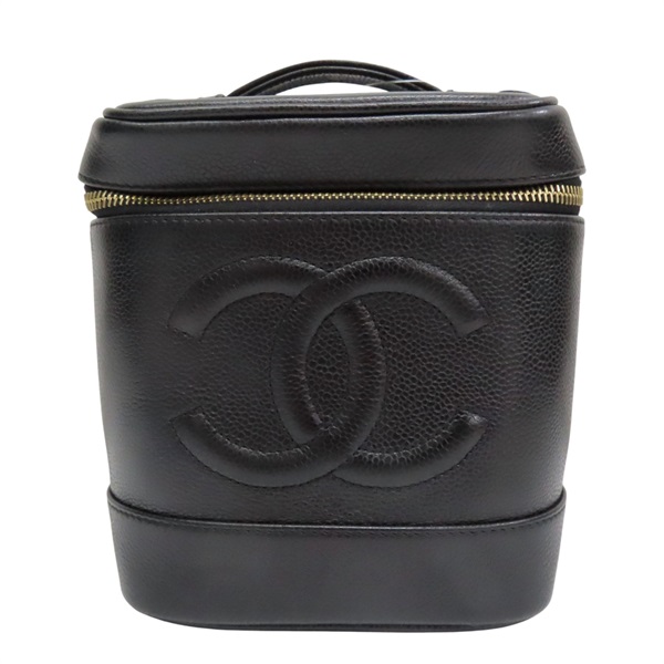 黑色 荔枝牛皮 CC Vanity 化妝箱 金扣【CHANEL 香奈兒】