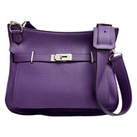 海葵紫 Taurillon牛皮 Jypsiere 34 肩背包 □Q刻 銀扣【HERMES 愛馬仕】