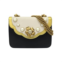 白/金/黑色 牛皮 Psdlock studded 肩背包 432282【GUCCI 古馳】 432282