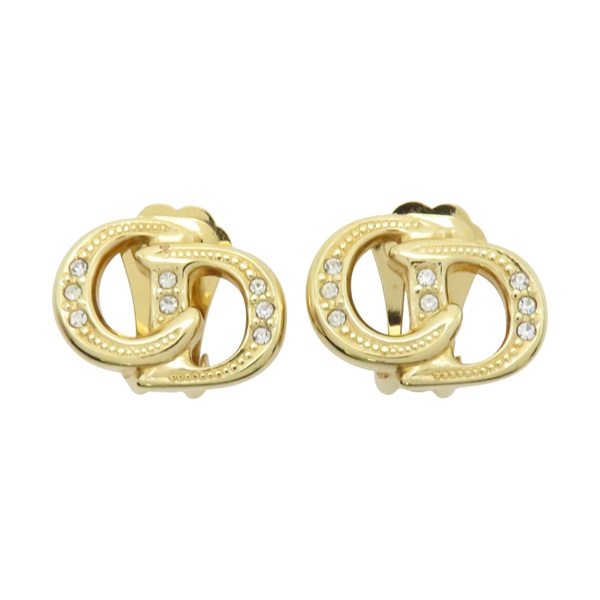 鍍金 水鑽 CD 夾式耳環【Dior 迪奧 】