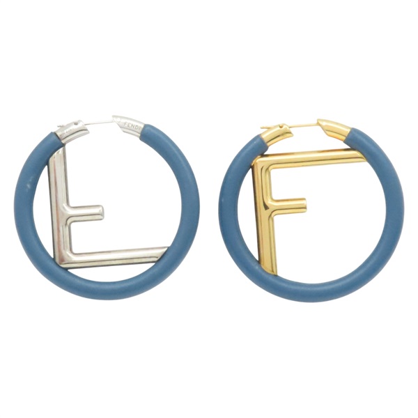 藍色 鍍金 F IS FENDI 耳環.【FENDI 芬迪】