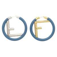 藍色 鍍金 F IS FENDI 耳環.【FENDI 芬迪】