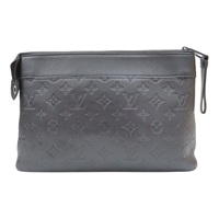 黑色 原花壓紋牛皮 Pochette Voyage Soup 手拿包【LOUIS VUITTON LV 路易威登】 M82545