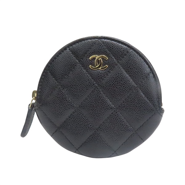 黑色 荔枝紋 牛皮 圓形 零錢包【CHANEL 香奈兒】 AP3594