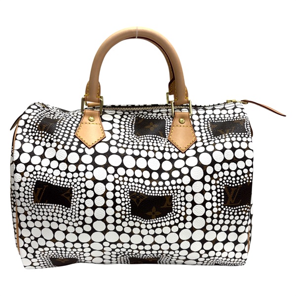 草間彌生聯名 棕色 原花帆布 Speedy 30 波士頓包【LOUIS VUITTON LV 路易威登】 M40690