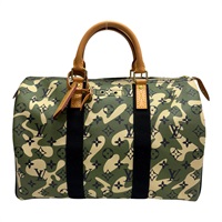 迷彩綠色 村上隆聯名系列 Speedy 35 波士頓包【LOUIS VUITTON LV 路易威登】 M95773