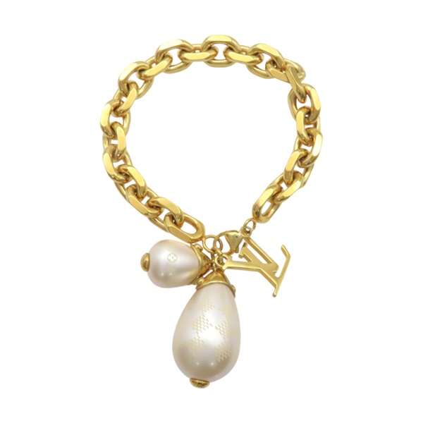 金色鍍金 珍珠 棋盤格 手鍊【LOUIS VUITTON LV 路易威登】 M66319