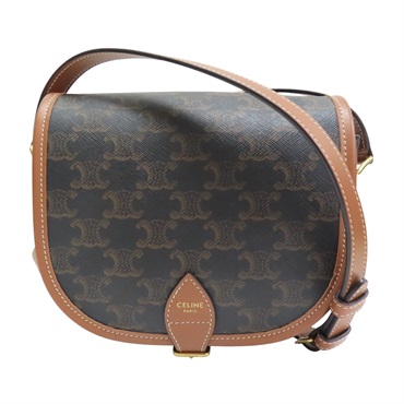 棕色 Triomphe帆布 原花 凱旋門 Folco 馬鞍包 肩背包【CELINE 賽琳】 191502BZJ.04LU
