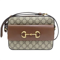 棕色 PVC塗層帆布 Horsebit 1955 肩背包【GUCCI 古馳】 645454