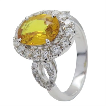 18K白金 黃寶石鑽石 戒指【JEWELRY 無品牌珠寶】