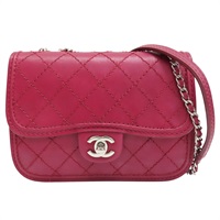 紅色 牛皮 鏈背包 銀釦【CHANEL 香奈兒】