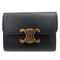 黑色 牛皮 Triomphe 扣式 三折短夾【CELINE 賽琳】 10I653DPV.38NO