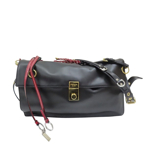 黑色 牛皮 Soft Sound 大號 肩背包【PRADA 普拉達】 1BD378